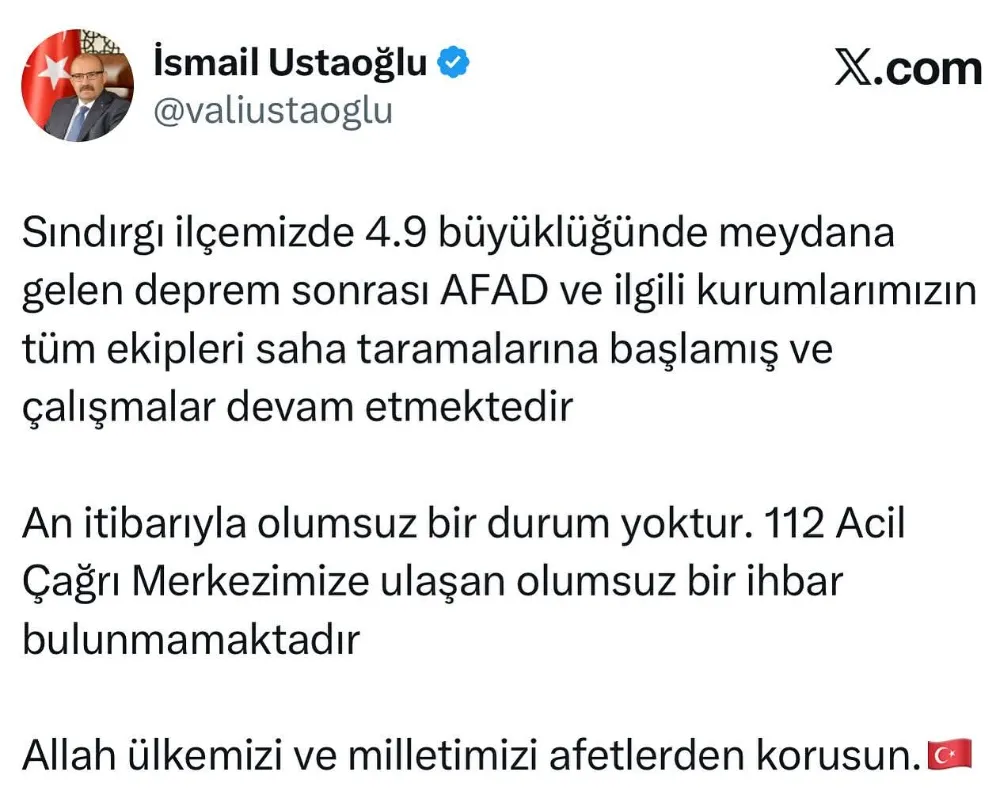 SINDIRGI’DA DEPREM: 4.9