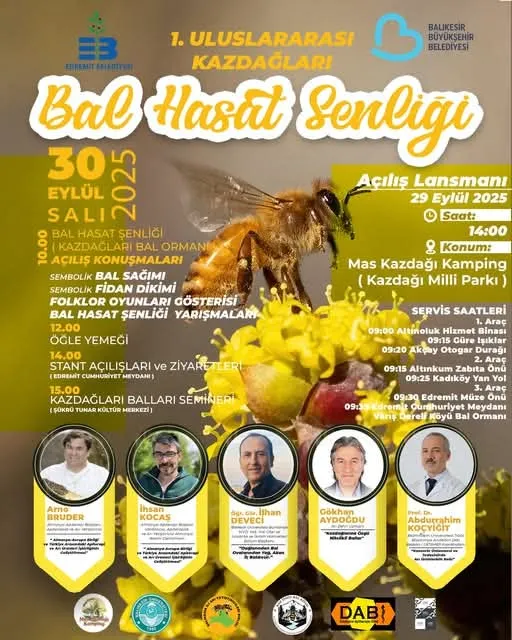 1. ULUSLARARASI KAZDAĞLARI BAL HASAT ŞENLİĞİNE DAVETLİSİNİZ